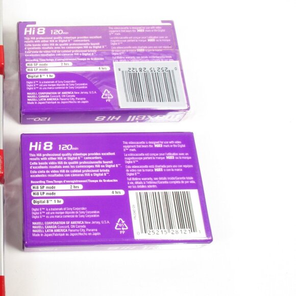 2 Maxell Hi8 P6-120XR Metal Professional Quality Digital8 Video Tapes NEW SEALED - Picture 2 of 3